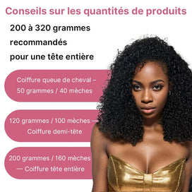 Extensions au Crochet Kinky Curly Effet Plume Soyeux et Sans Nœuds Noir Naturel