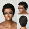 Perruque Full Lace Pixie Cut Afro Boucles Réglable Noir Blond miel Style Minimaliste