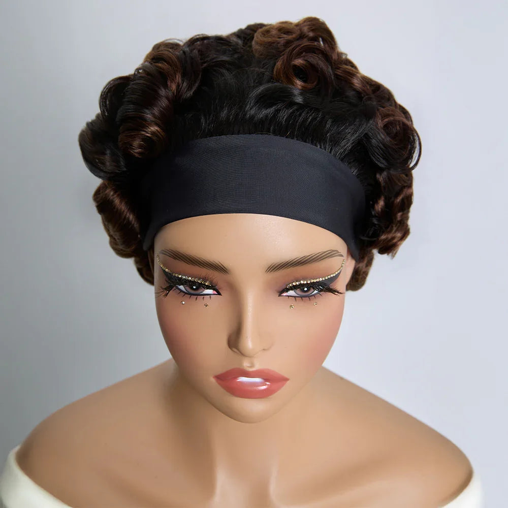 Ondes de Glace Perruque Bob 100% Cheveux Vietnamiens Vierges Noir Naturel