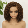 Dentelle Invisible Volume Naturel 4x4 Dentelle Partie Latérale Bob Perruque Bouclé 250% Densité