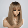Ready to Wear Glueless Couleur Ombre Thé Lait Dégradé Lisse Perruque Sans Colle Bob Avec Frange