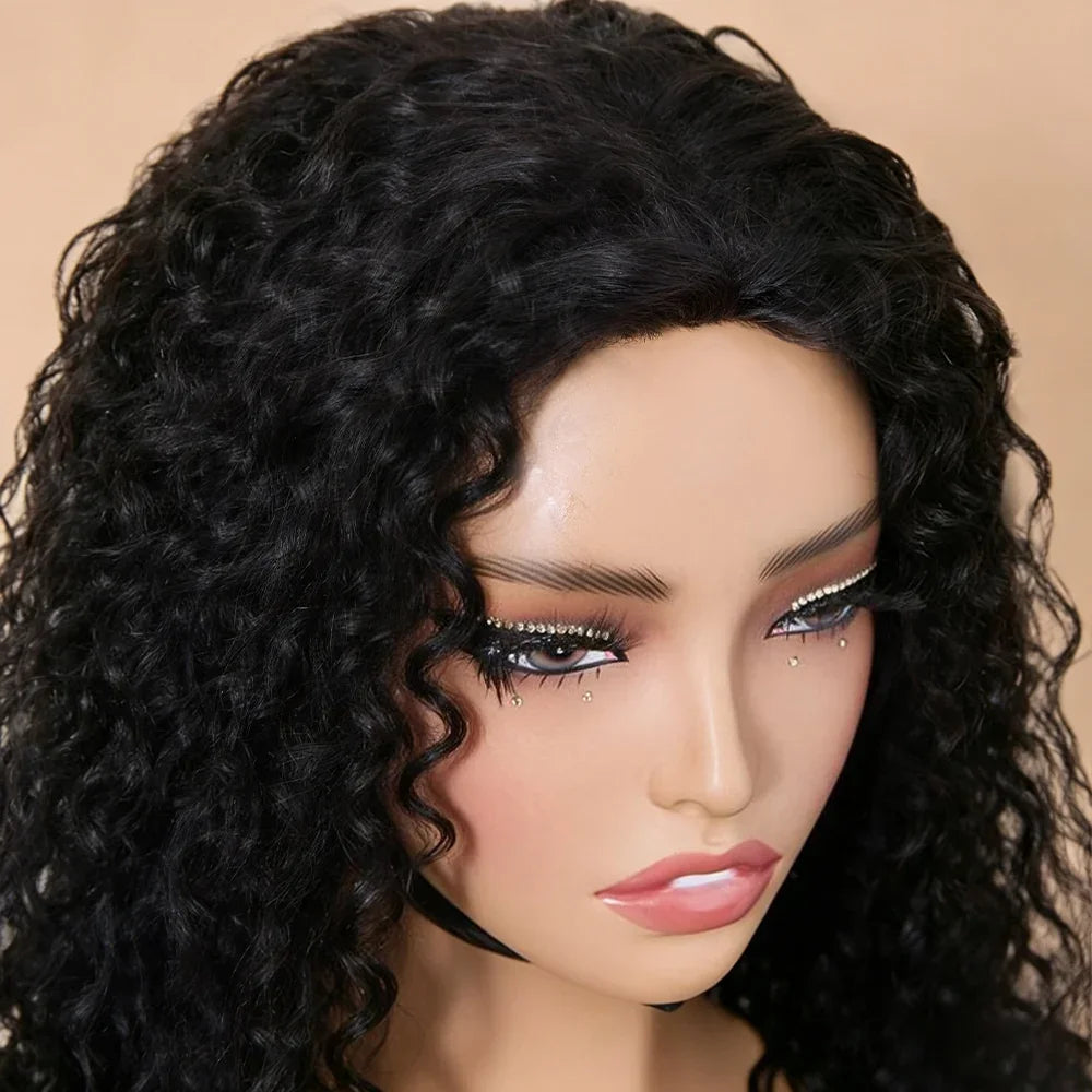 🔥4 In 1 Half Wig Water Wave Demi-Perruque À Cordon Serrage Flexi-Fit