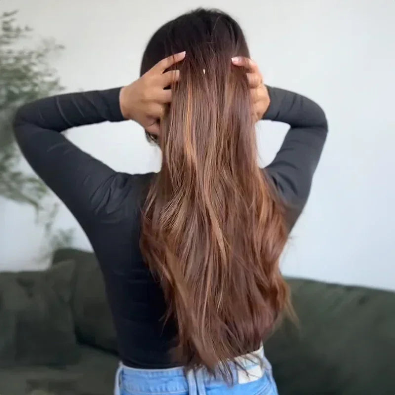 Véritable Qualité Salon Glueless Couleur Highlight 13x4 Perruque Sans Colle Ondulé 250% Densité