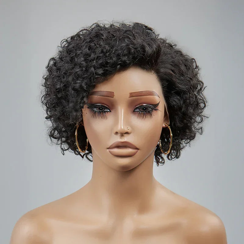 𝐏𝐫𝐞̂𝐭 𝐞𝐧 𝟐𝟒𝐡⚡Tendances Courte Bob Perruque 13x4 Dentelle Bouclé Cheveux Humains