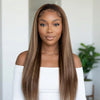 Perruque Lisse Balayage Marron 13x4 HD Dentelle Suisse 20 Pouces Ligne de Cheveux Naturelle & Baby Hair