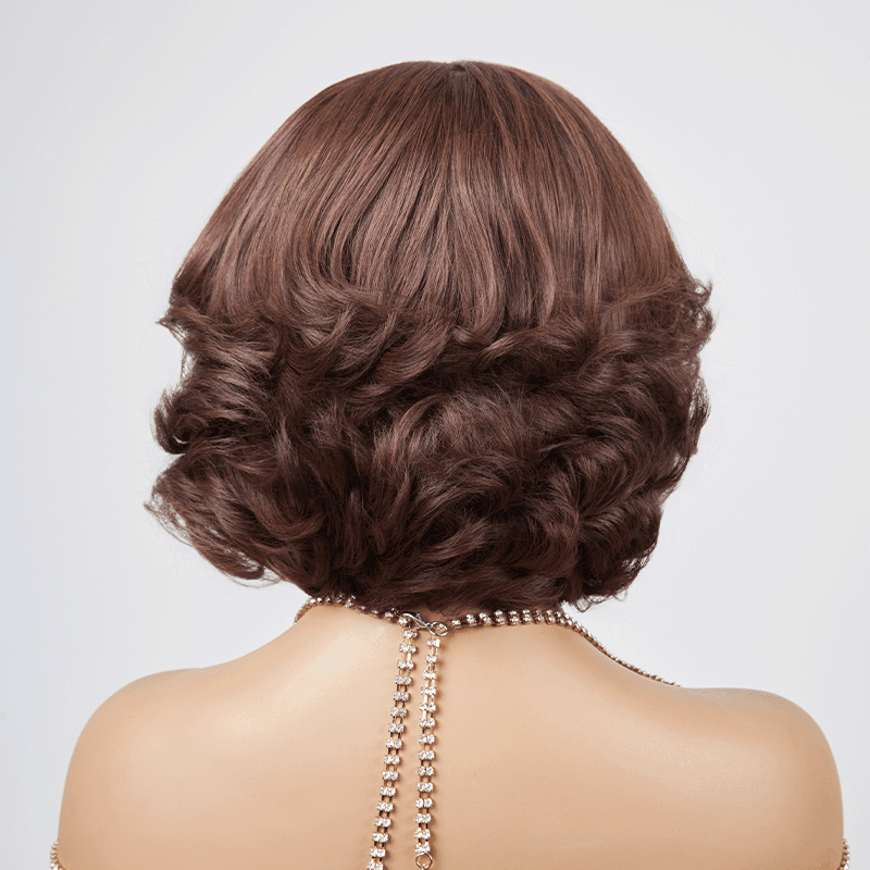 13x4 Glueless Wear Go Couche Couleur Brun Chocolat Bob Perruque Sans Colle Ondulé