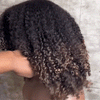 4x4 Glueless Brun Ombré 4C Edeges Perruque Bob Sans Colle Avec Bouclé 250% Densité
