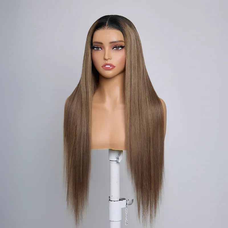 Chic Parisien Glueless 13x4 Ombre Highlight Perruque Sans Colle Lisse 250% Densité