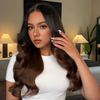 Allure Naturelle Glueless Couleur Ombre Brun 13x4 Perruque Sans Colle Cheveux Humains Body Wave