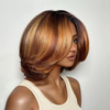 Chic Et Naturel Glueless Couches Couleur Highlight Bob 4x4 Perruque Sans Colle Ondulé 250% Densité