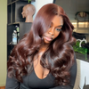 Brillante Glueless Couleur Brun Foncé Rougeâtre 13x4 Perruque Sans Colle Body Wave Casquette À Cordon Flexi-Fit