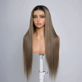 Chic Parisien Glueless 13x4 Ombre Highlight Perruque Sans Colle Lisse 250% Densité