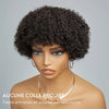 𝐏𝐫𝐞̂𝐭 𝐞𝐧 𝟐𝟒𝐡⚡Natural Look Perruque Noir Pixie Cut 13x4 Dentelle Bouclés Avec Frange Cheveux Humains