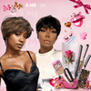 𝓑𝓾𝔂 𝟏 𝓖𝓮𝓽 𝟏𝟏💗Perruque Glueless Couleurs Noir+#4-27 Mèches Brunes Highlight Pixie Sans Colle