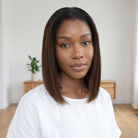 Perruque Gluesless Bob SDD Lisse Vietnamien Vierge 13x6 Coloration Ombré Ligne en M Sans Effort Sans colle Super Double Drawn