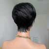 Perruque Pixie Dégradée Courte Glueless avec Frange de Côté Asymétrique Noir