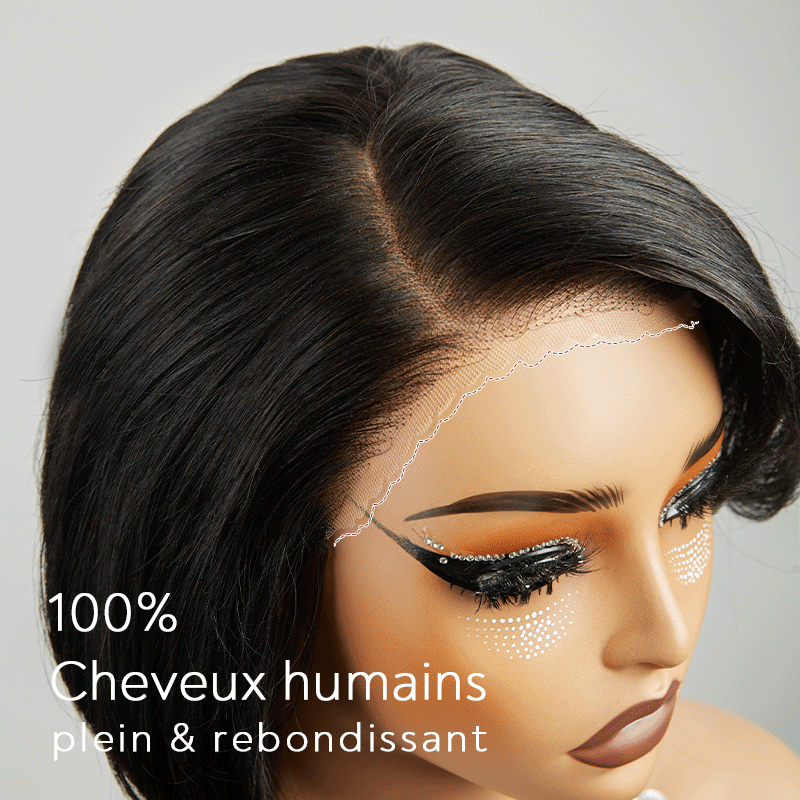 Coupe Layered Pré-tout 13x4 Glueless Couche Couleur Naturelle Bob Perruque Sans Colle Ondulé