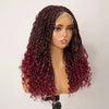 Perruque Tressée Bohème Couleur Ombre 99J En Dentelle Intégrale Avec Cheveux Bébé Synthétique 300% Densité