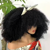 Glueless Style Brésilien Afro Kinky Curly Bob Perruque Sans Colle Avec Frange 350% Densité