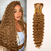 Extensions De Cheveux Humains Bouclés Profonds Couleur Blond Miel 27# Pour Tressage Bohème