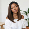 Perruque Bob Ombré Glueless 9x6 Racines Noires & Dégradé Marron Super Double Drawn Sans Colle
