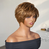 Glueless Couche Sans Nœuds Couleur Blonde Miel 7x4 Perruque Coupe Pixie Sans Colle