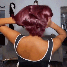 Perruque Bob Glueless 99J Ombré 5x5 Carré Bouclé Dégradé Rouge Bourgogne 250% Boucles Volumineuses
