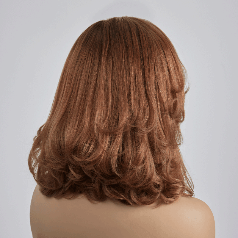 Glueless Couche 5x5 Ombre Marron Perruque Sans Colle Coupe Longueur D'épaule Ondulé Bob