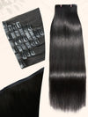 Extensions de cheveux à clipser noir naturel en cheveux humains (7 ou 8 pièces)