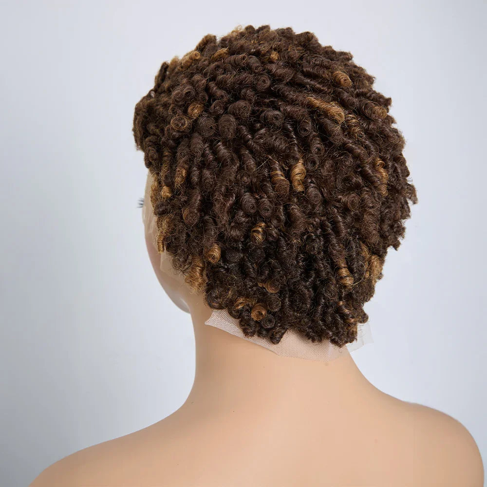 Chic Perruque 4/30 Afro Kinky Curly Noir 13x4 Lace Cheveux Courts Bouclés Portez Et Partez