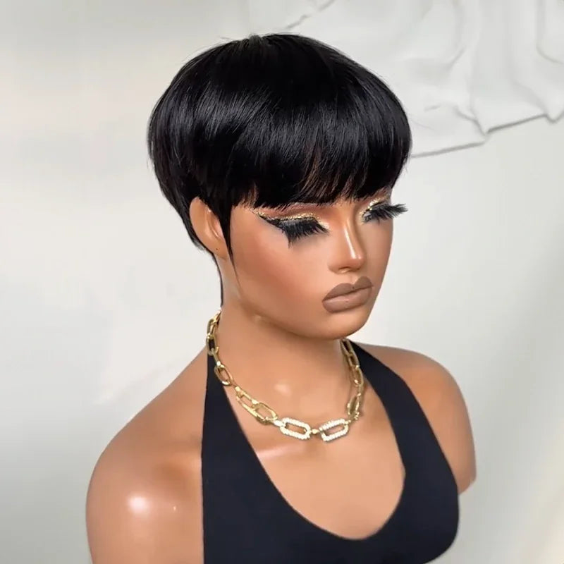 Coupe Pixie Vintage Chic Cheveux Naturels Frange Pleine Et Favoris Dessinés