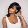 Perruque Full Lace Cheveux courts Asymétrique Style Side Part Mi-lutin Half Pixie