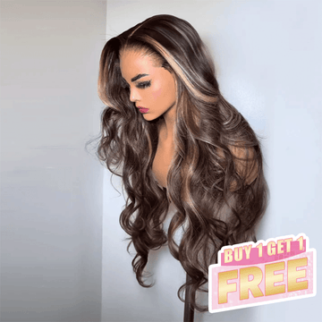 𝑩𝒖𝒚 1 𝑮𝒆𝒕 1 𝑭𝒓𝒆𝒆💥 13x4 Glueless Couleur Highlight Perruque Sans Colle Body Wave Cheveux Vierges
