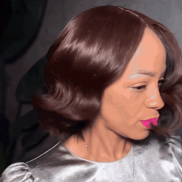 Chics Et Décontractées Glueless Pré-épilée Couleur Brun Foncé 4x4 Bob Perruque Sans Colle Ondulé