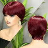 Allure Chic Perruque Pixie Châtain Foncé/99J/Noir/Brun Glueless 100% Cheveux Humains