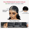 Glueless Couche Couleur Brun Foncé Avec Reflets Blonds 7x4  Perruque Sans Colle