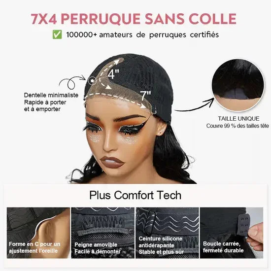 Glueless Couche Effortless Lace 250% Densité Bob Doux & Volumineux Perruque Sans Colle Ondulé