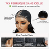 Glueless Couche Parting Free C Partie Marron Bob 7x4 Perruque Sans Colle 250% Densité