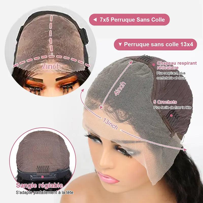 7x5 13x4 4C Edges Perruque HD lace frontale Perruque cheveux humains Kinky straight - SHINE HAIR