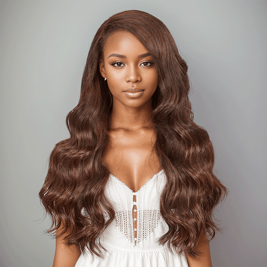 7x5 13x4 C Partie Glueless Brun Chocolat Perruque Sans Colle Body Wave - SHINE HAIR