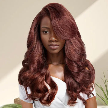 Perruque Body Wave Rouge Cerise Foncé 13x4 Glueless Sans Colle Raie en C