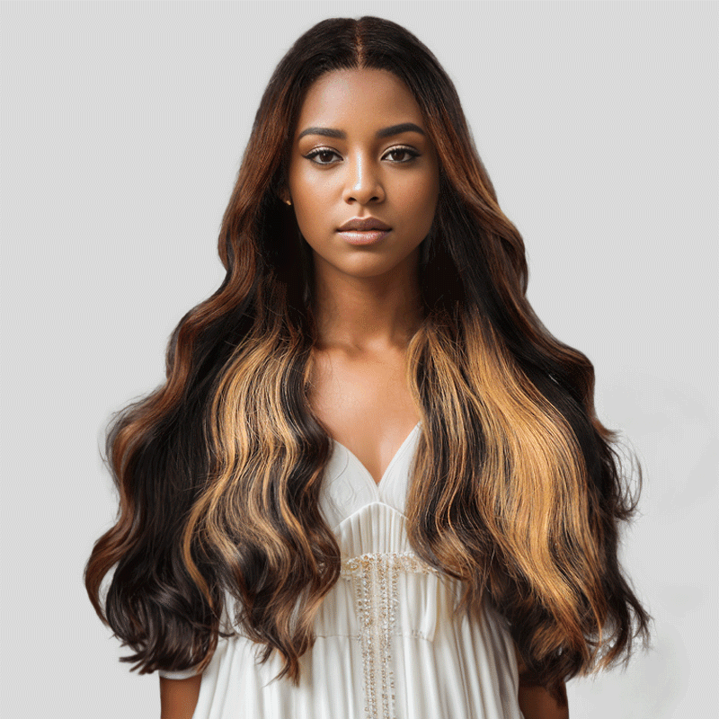 7x5 13x4 Chic Glueless Blonde Highlight Perruque Sans Colle Body Wave - SHINE HAIR