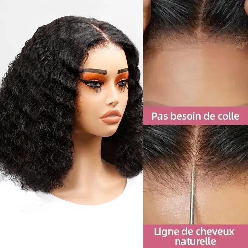 7x5 13X4 Complet Glueless Bob Perruque Sans Colle Wear Go Cheveux humains Bouclés - SHINE HAIR