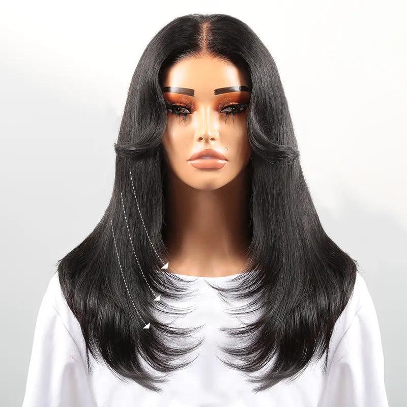 7x5 13x4 Concepteur Couches Glueless Wear&Go Frange Rideau Perruque Sans Colle Natural Wave - SHINE HAIR