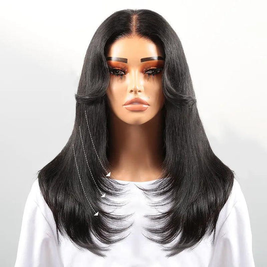 7x5 13x4 Concepteur Couches Glueless Wear&Go Frange Rideau Perruque Sans Colle Natural Wave - SHINE HAIR