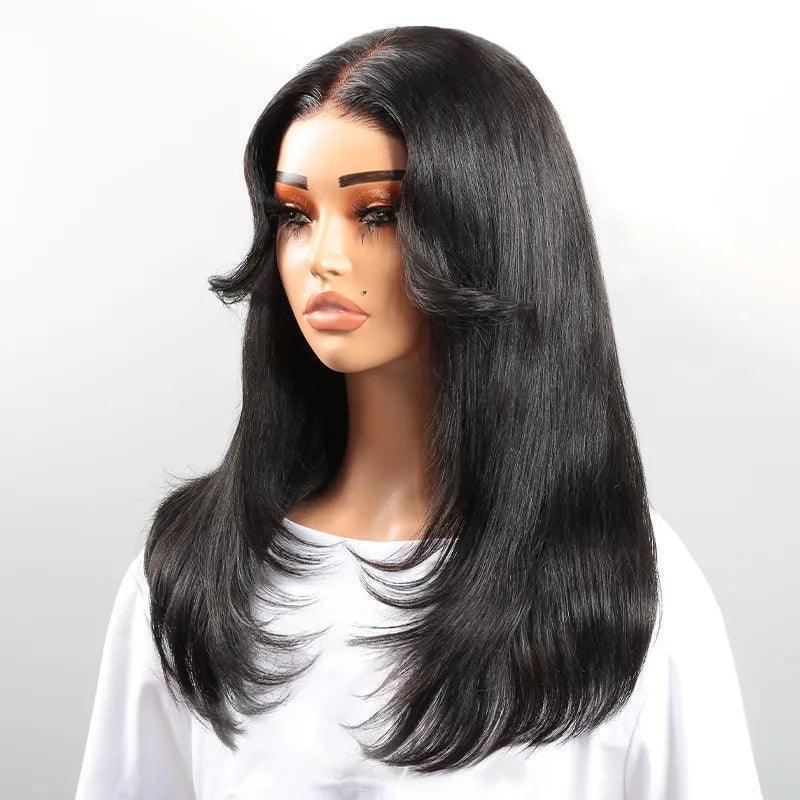 7x5 13x4 Concepteur Couches Glueless Wear&Go Frange Rideau Perruque Sans Colle Natural Wave - SHINE HAIR