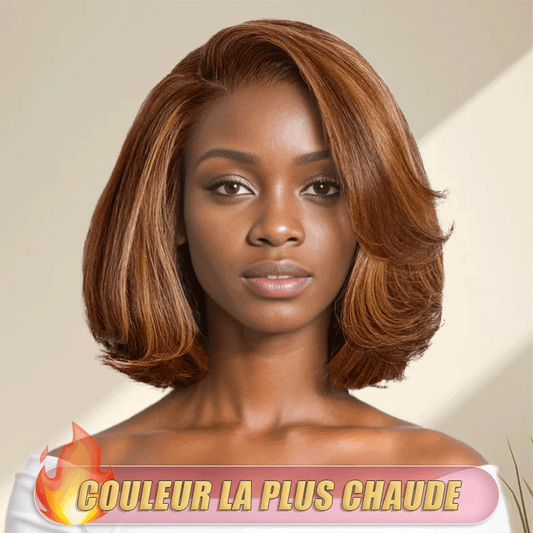 7x5 13x4 Couche C Partie Glueless Brun Caramel Blond Mixte/Naturel Bob Perruque Sans Colle - SHINE HAIR