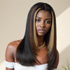 7x5 13x4 Couche Glueless Perruque Sans Colle à Mèches Multicolores Soyeux Lisse - SHINE HAIR