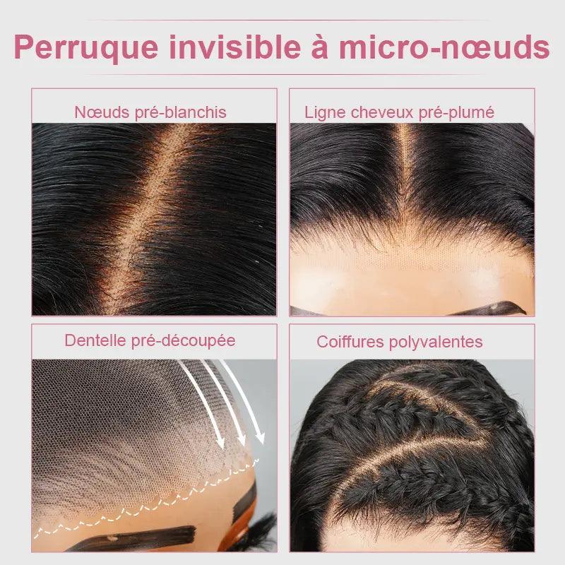 7x5 13x4 Couche Glueless Perruque Sans Colle à Mèches Multicolores Soyeux Lisse - SHINE HAIR