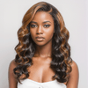 7x5 13x4 Couches C Partie Glueless Marron Mélange Noir Perruque Sans Colle Body Wave - SHINE HAIR